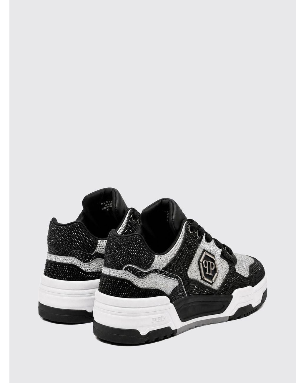 Philipp Plein White Predator V2 Leather Trainers With Crystals And Hexagon Logo for men