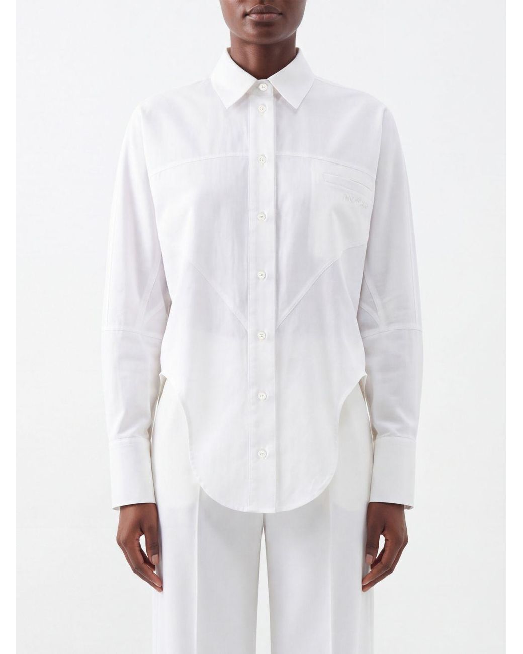 The Attico White Long-Sleeved Cotton Shirt With Contrasting Lettering Logo
