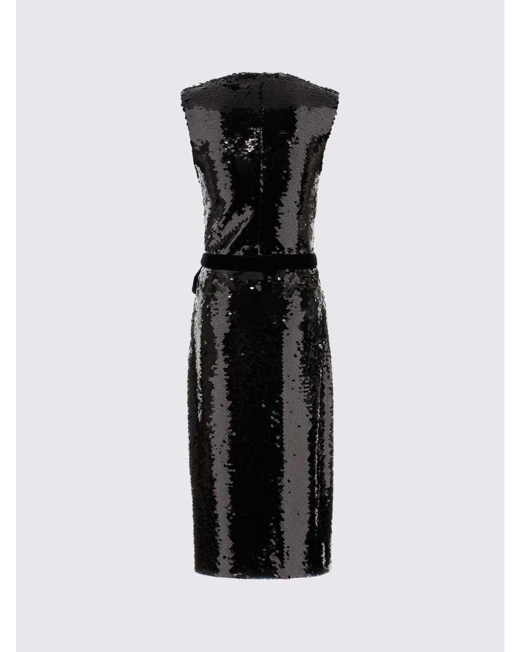 Alberta Ferretti Black Sleeveless Sequin Wrap Midi Dress