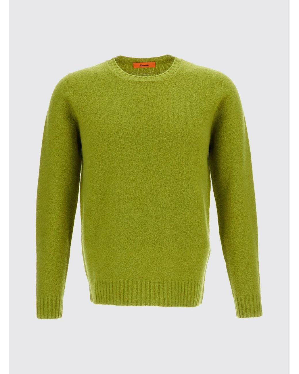 Drumohr Green Crew-Neck Lambswool Jumper With Ribbed Trim for men
