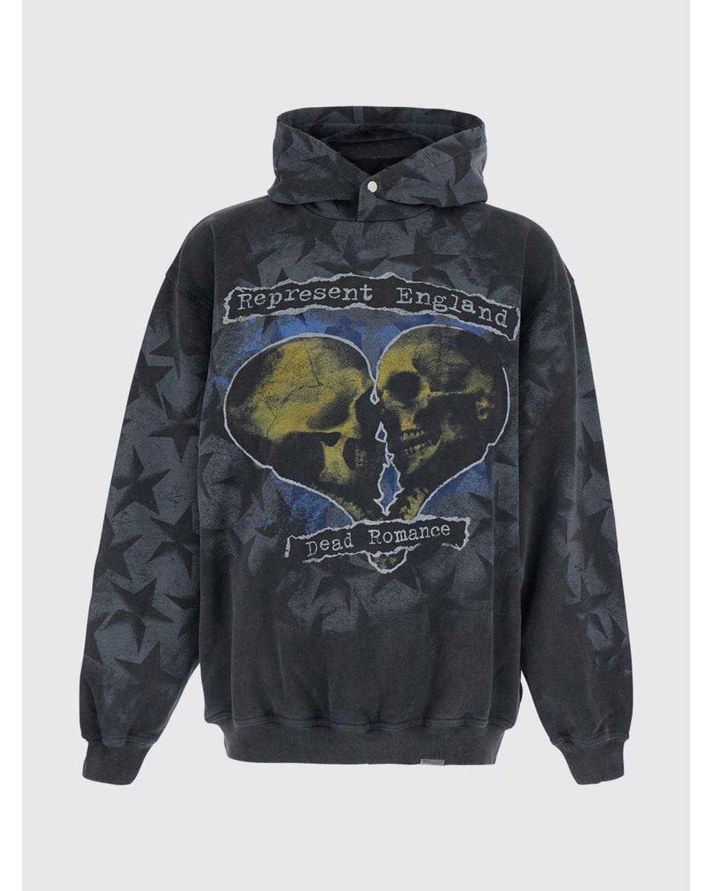 Represent Gray Graphic Print Relaxed Fit Cotton Hoodie for men