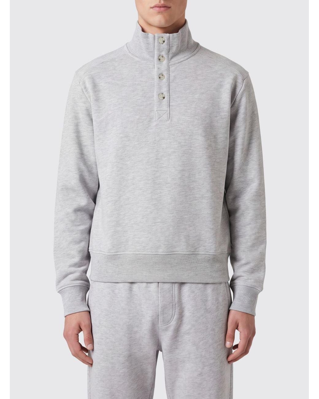 Entire studios Gray Crewneck Cotton Sweatshirt With Partial Buttoning for men