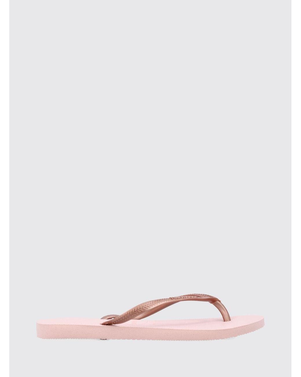 Havaianas Pink Slim Rubber Thong Sandals With Low Heel And Tone-On-Tone Logo