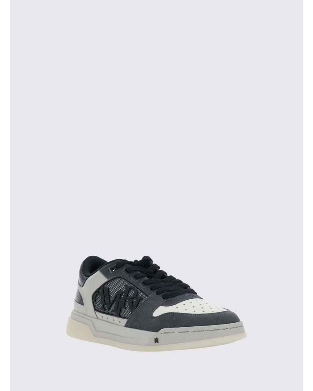 Amiri White Suede And Smooth Leather Low-Top Sneakers With Perforated Toe for men
