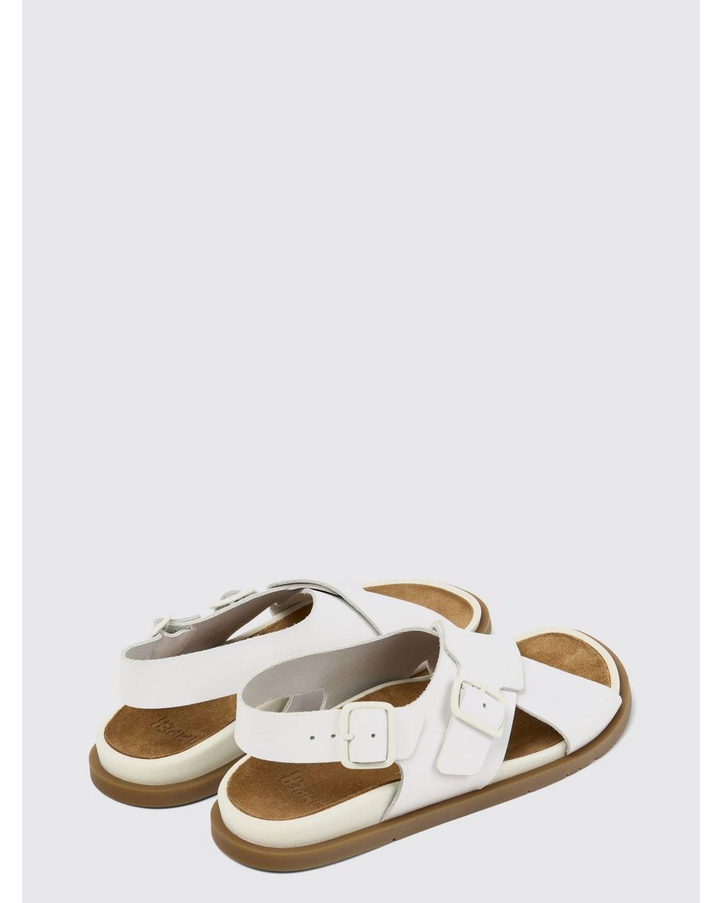 Camper White Lluc Leather Sandals
