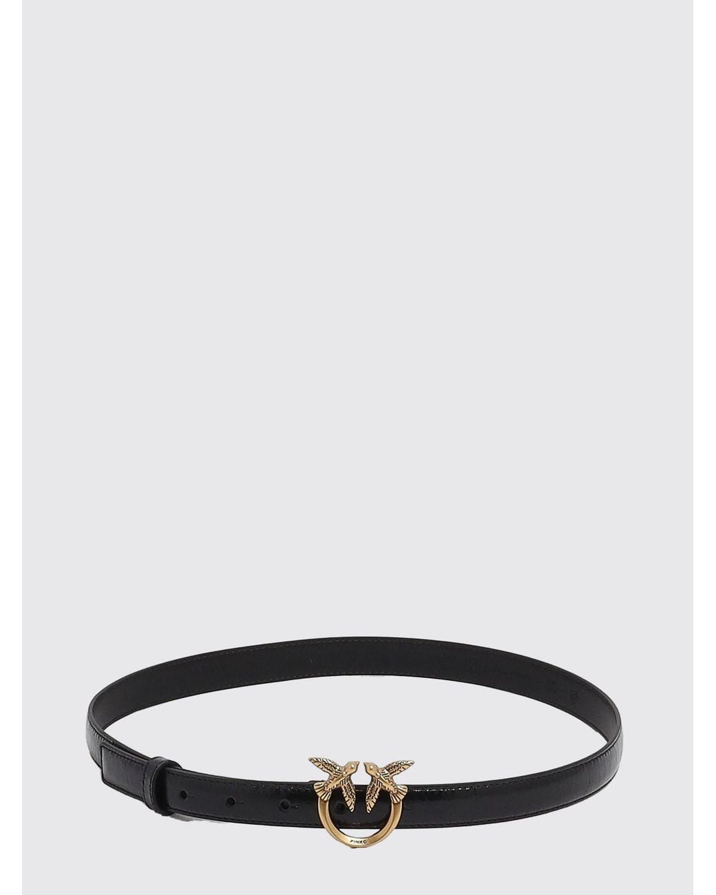 Pinko White Love Berry Leather Belt With Love Birds Logo Buckle