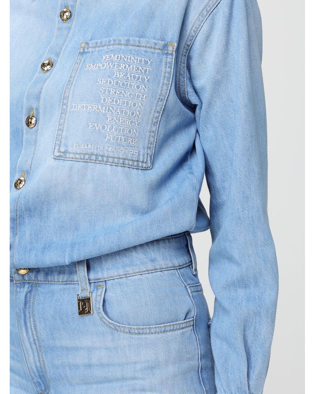 Elisabetta Franchi Blue Denim Jumpsuit