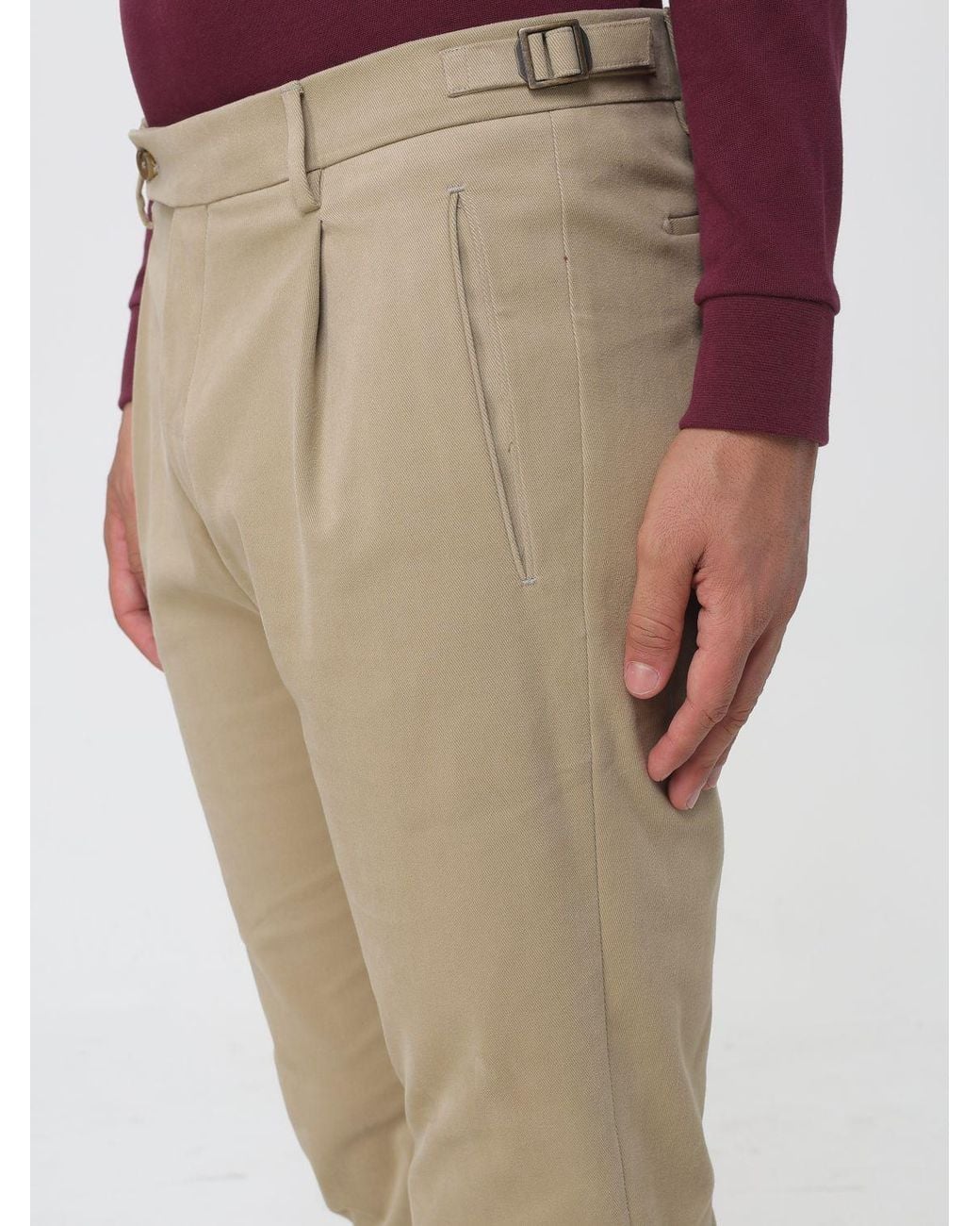 Berwich Natural Slim Fit Pleated Gabardine Chinos for men