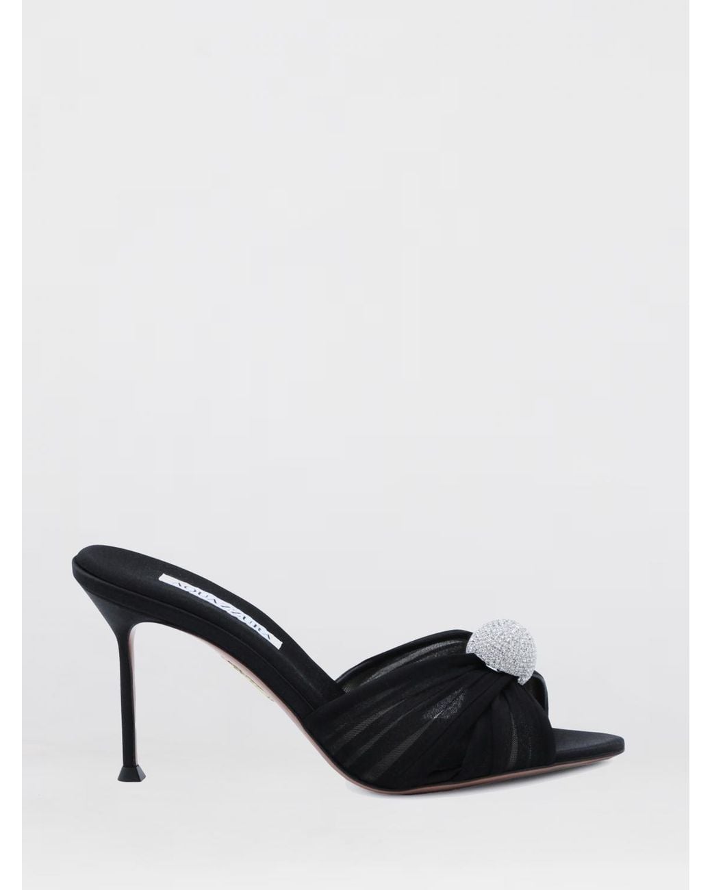 Aquazzura Black Mystery Nylon Mules With Jewel Embellishment