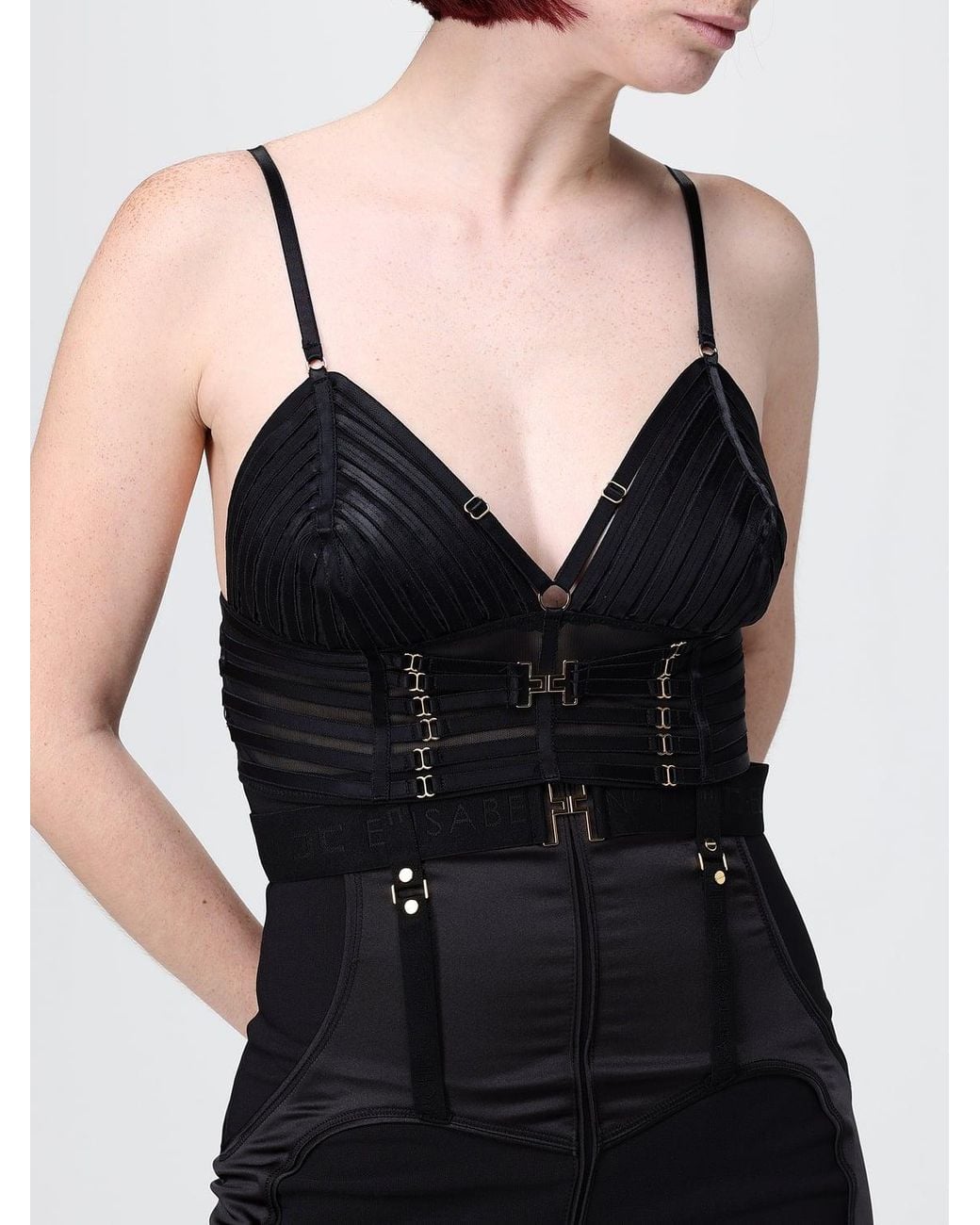 Elisabetta Franchi Black Cropped Jersey Top