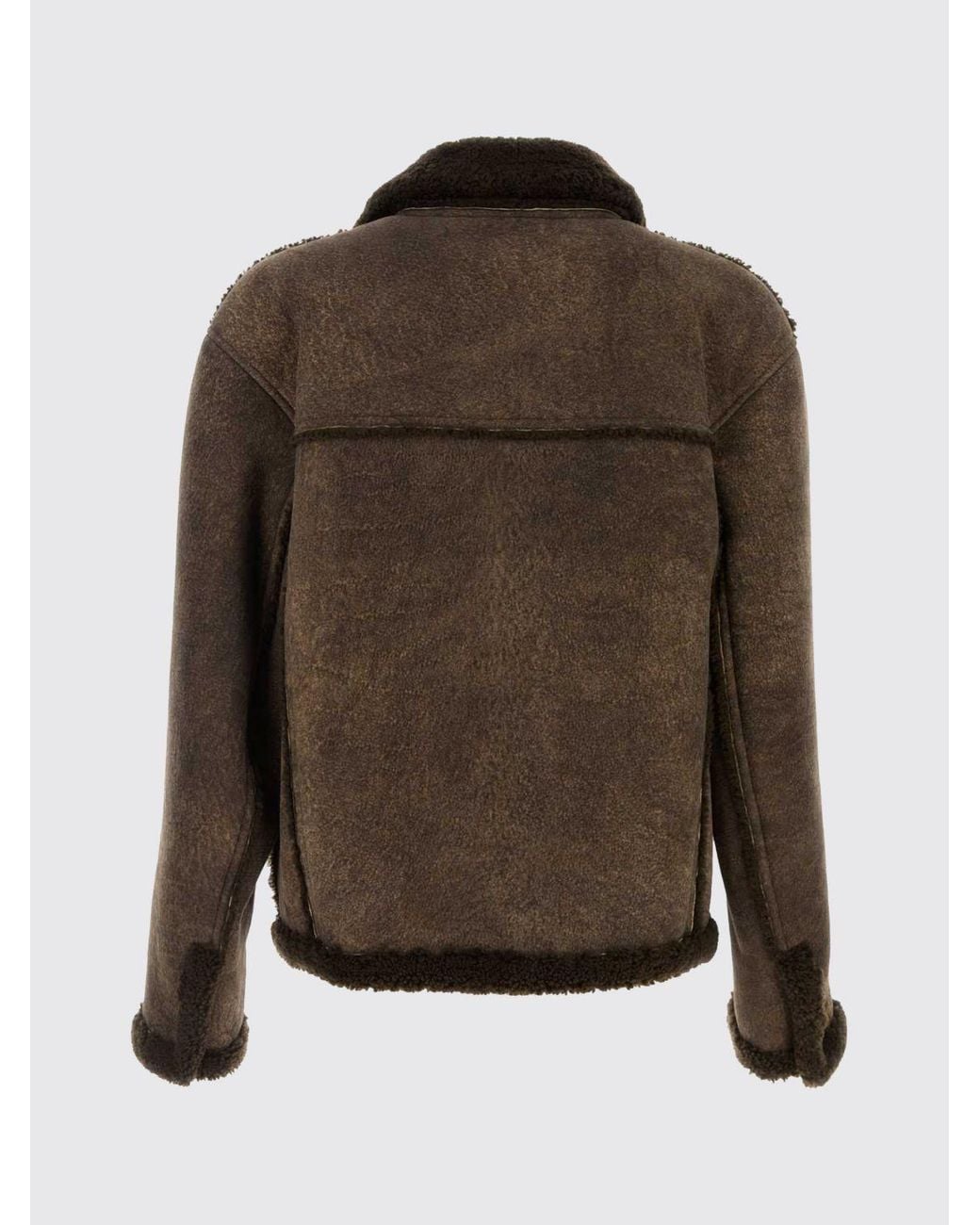 Giorgio Armani Brown Short Suede Lamb Shearling Jacket With Fur Collar for men