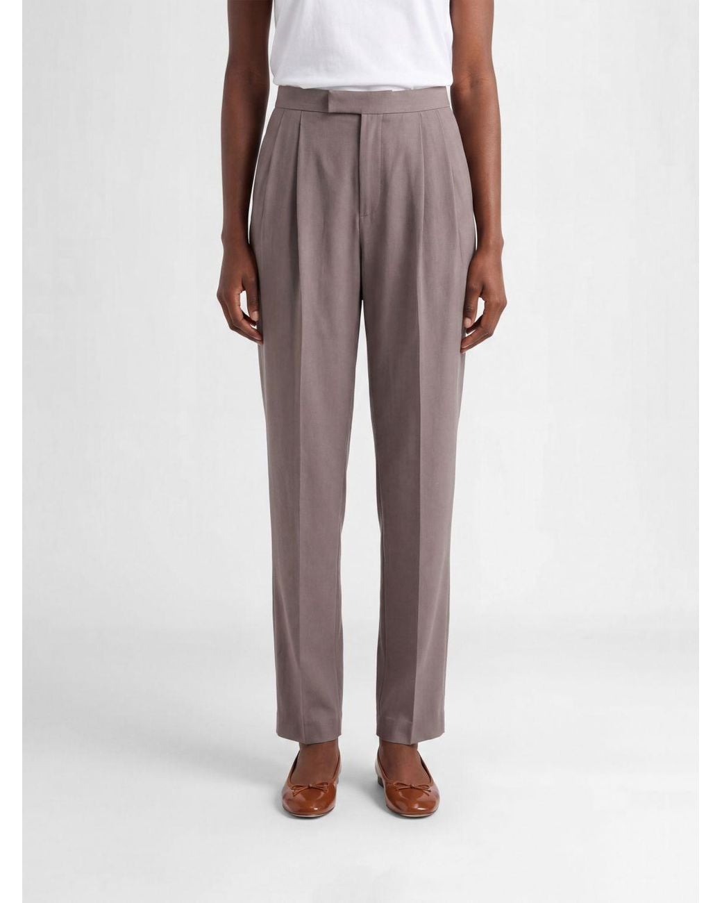 Saint Laurent Gray Silk Tailored Trousers