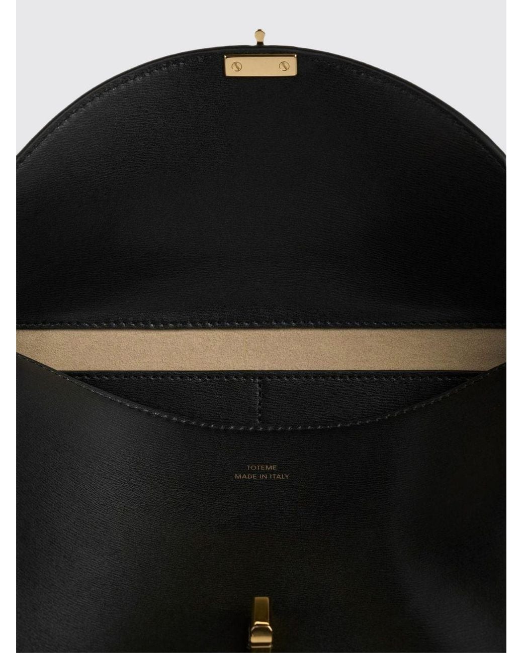 Totême  Black T-Lock Grained Leather Shoulder Bag With Monogram Closure