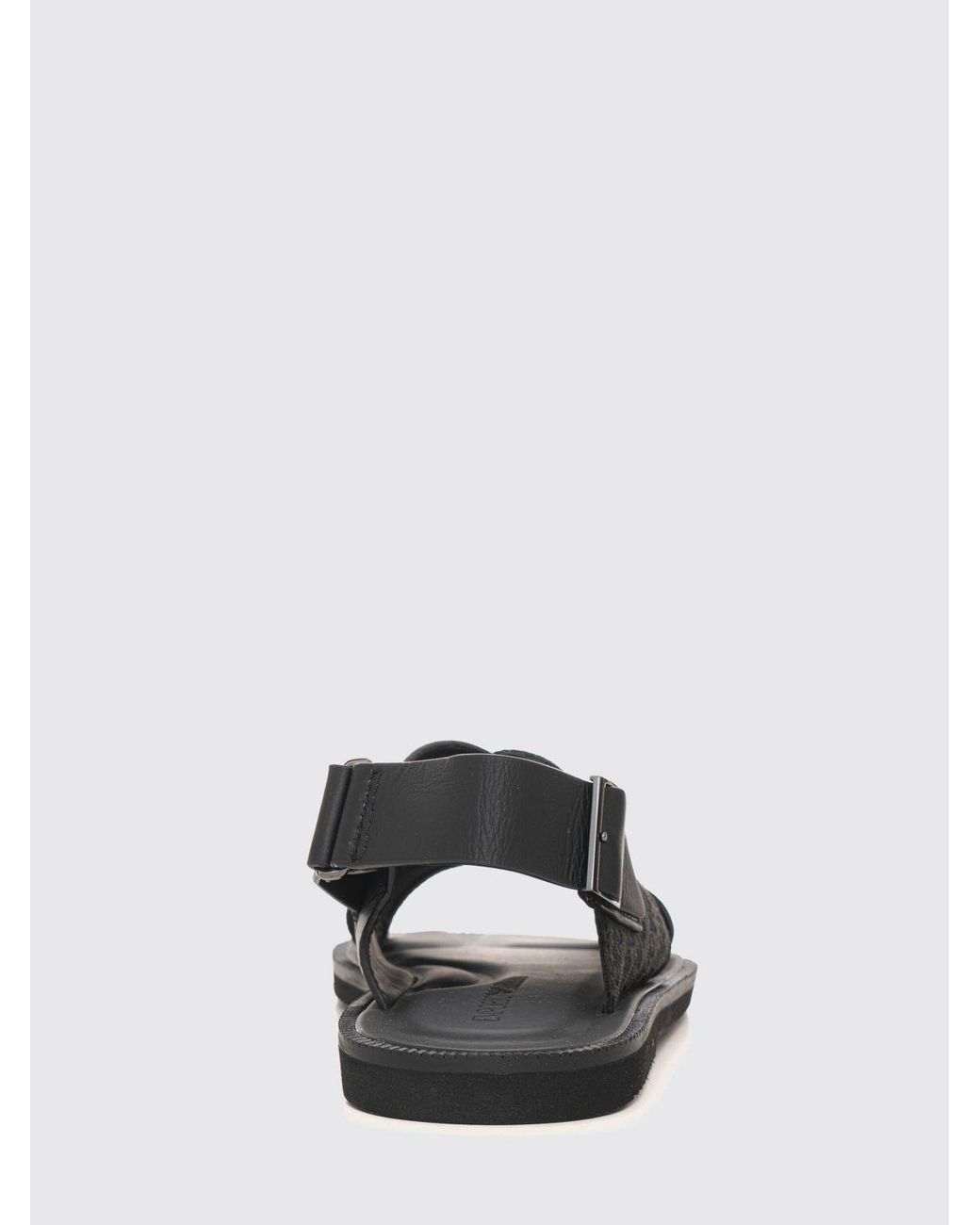 Emporio Armani Black Jacquard Logo Nylon And Leather Slingback Sandals for men