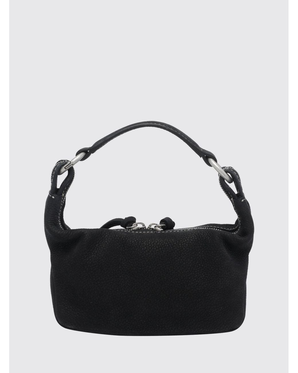MARGE SHERWOOD Black Mini Matelassé Leather Hobo Bag With Double Zip Closure