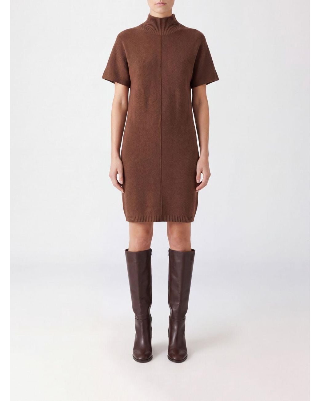FEDERICA TOSI Brown Knit Sheath Mini Dress