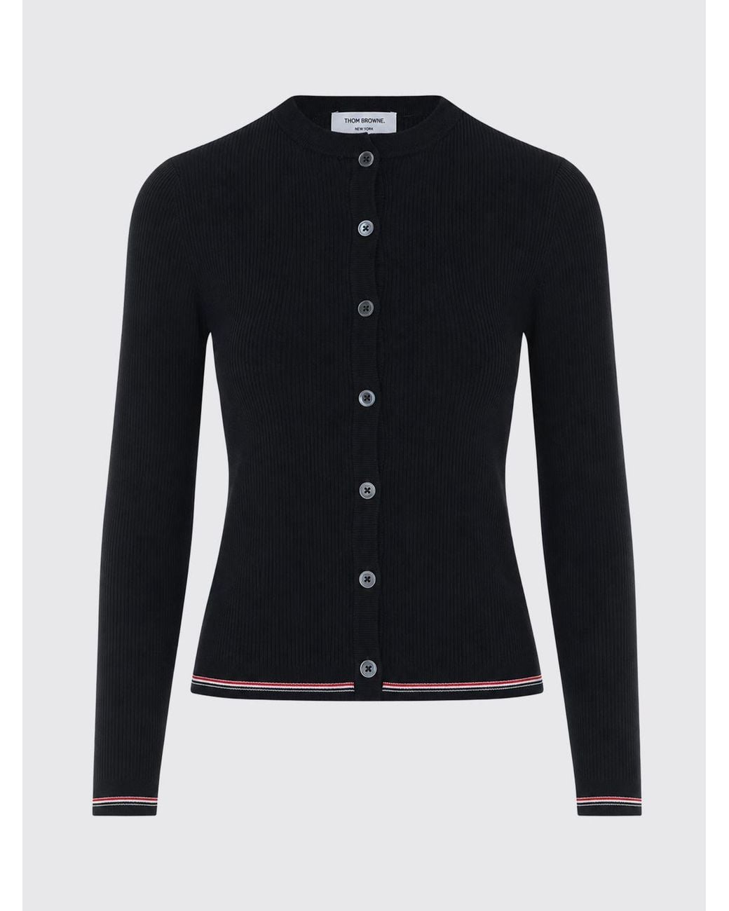 Thom Browne Blue Slim Fit Pure Wool Cardigan With Iconic 4-Bar Motif