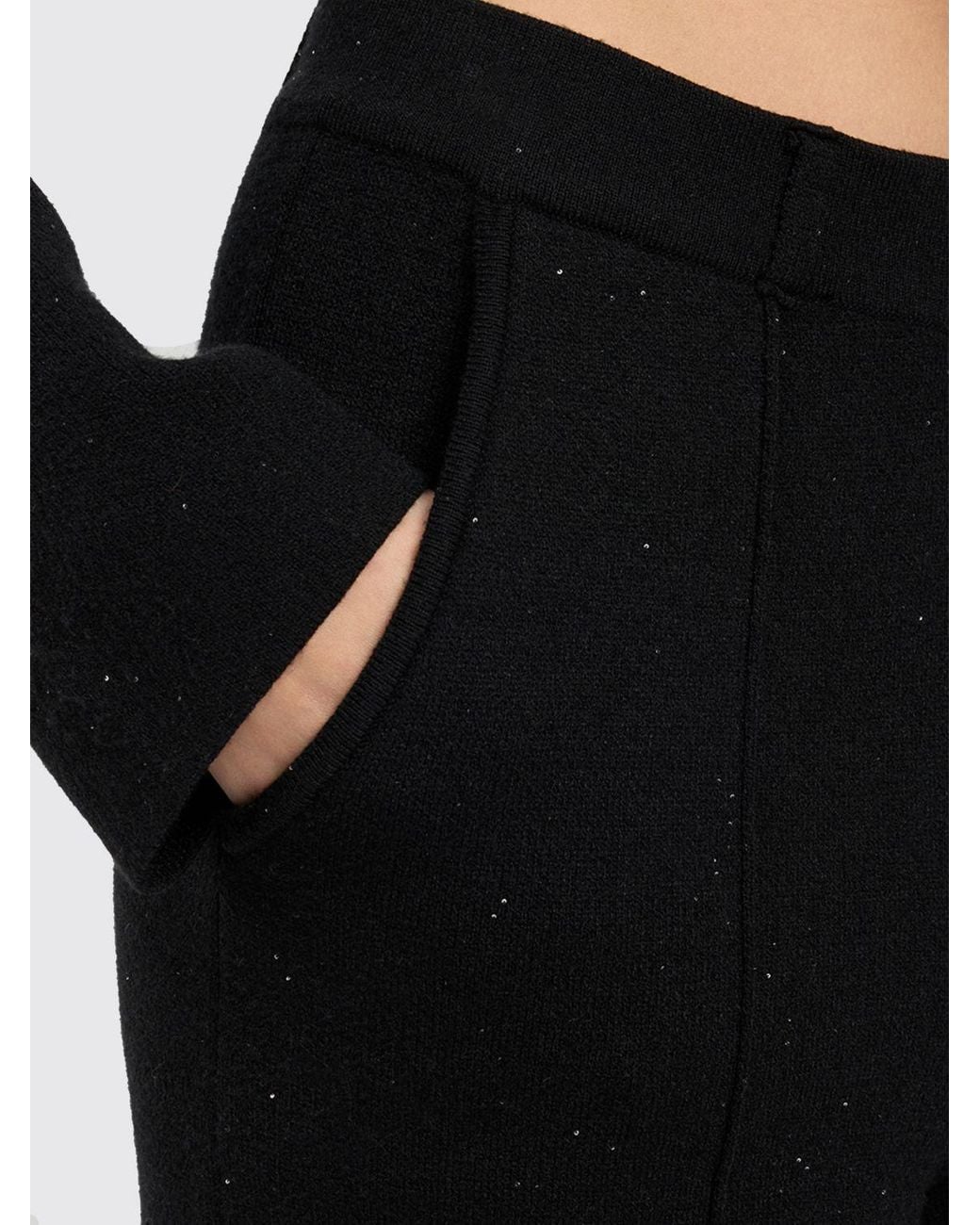 Twinset Black High-Waisted Straight-Leg Knit Trousers