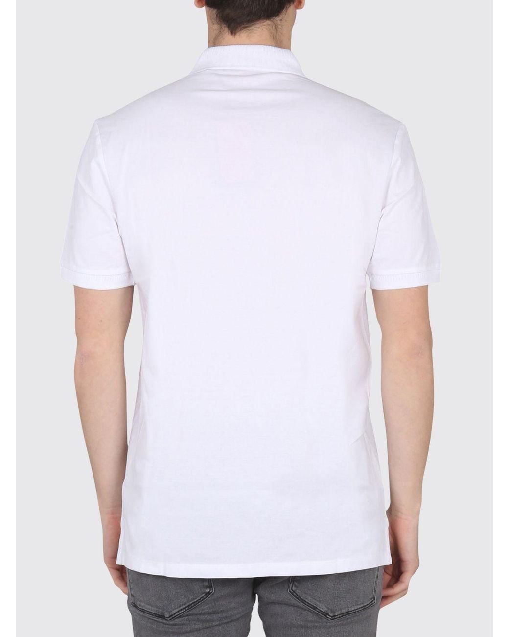 HUGO White Cotton Polo Shirt With Contrasting Logo And Three-Button Placket for men