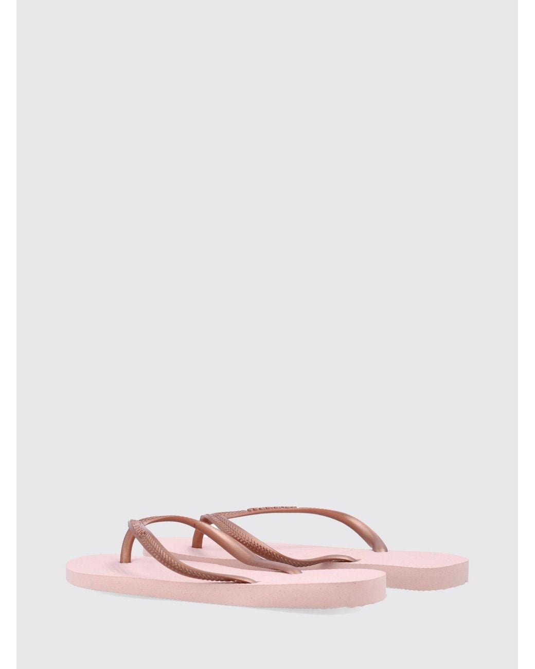 Havaianas Pink Slim Rubber Thong Sandals With Low Heel And Tone-On-Tone Logo