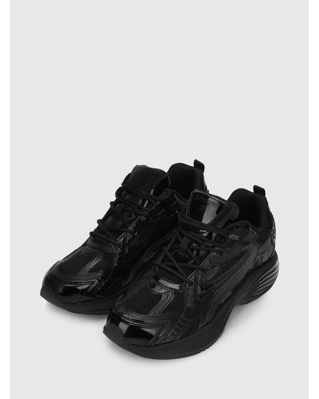 Philipp Plein Black Pegasus Project Mesh And Patent Leather Sneakers for men