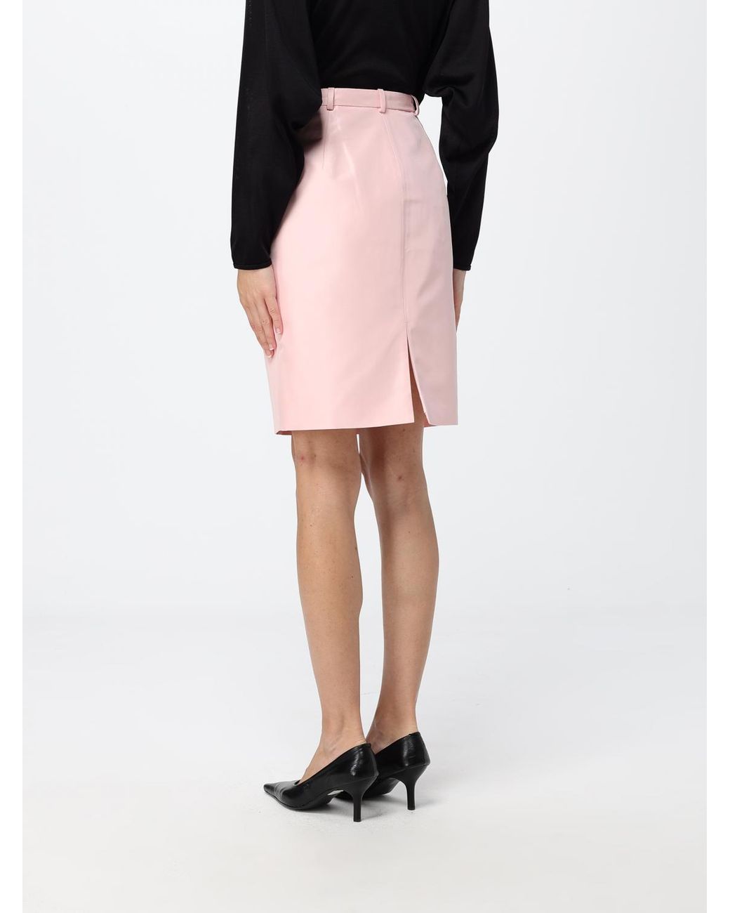 Gucci Pink Silk Mini Pencil Skirt With High Waist And Offset Closure