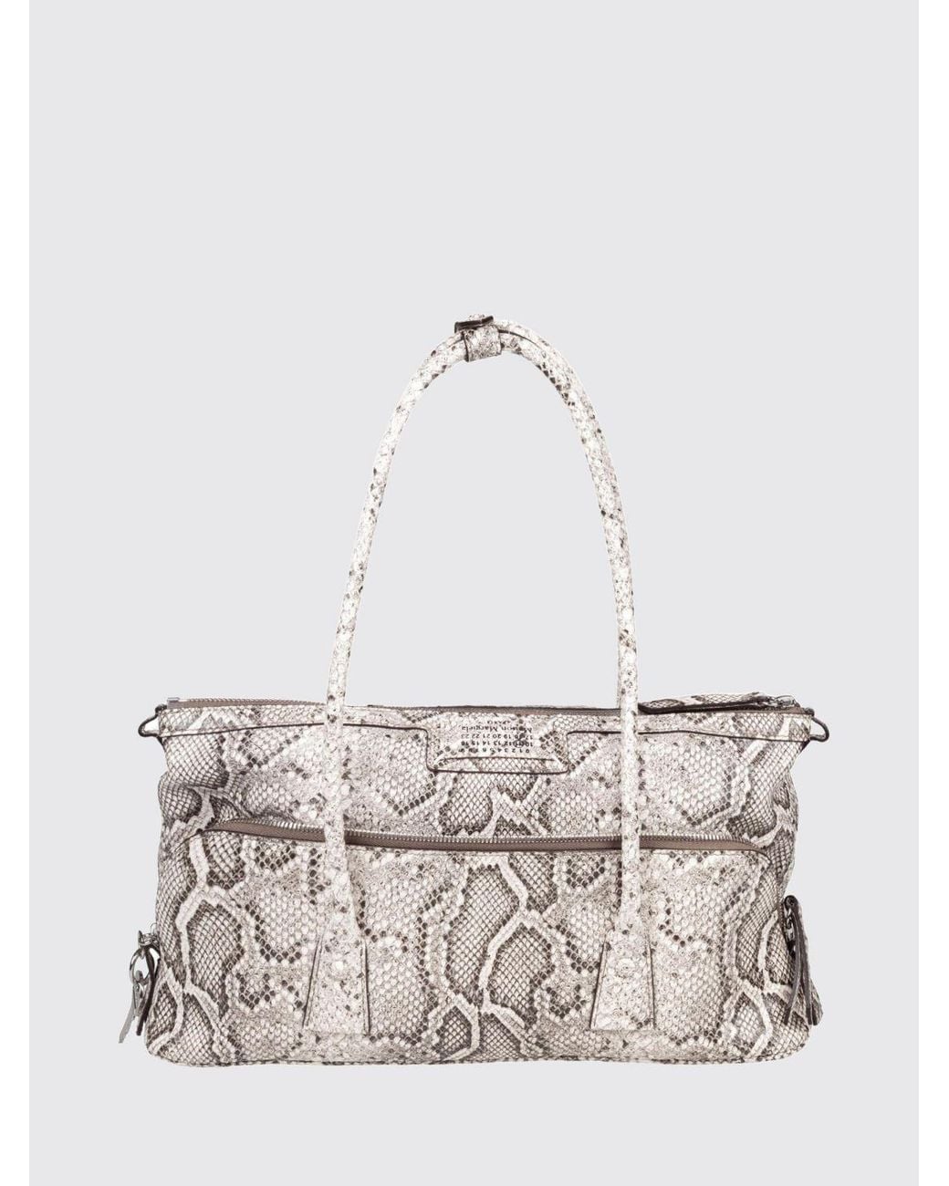 Maison Margiela White 5Ac East West Python-Print Leather Shoulder Bag