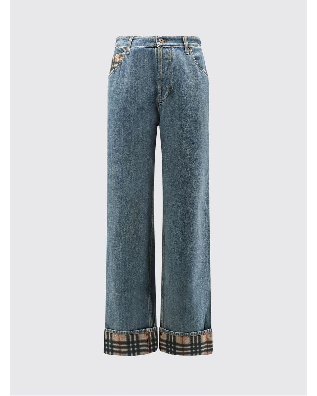 Burberry Blue Cotton Denim Wide Leg Jeans for men