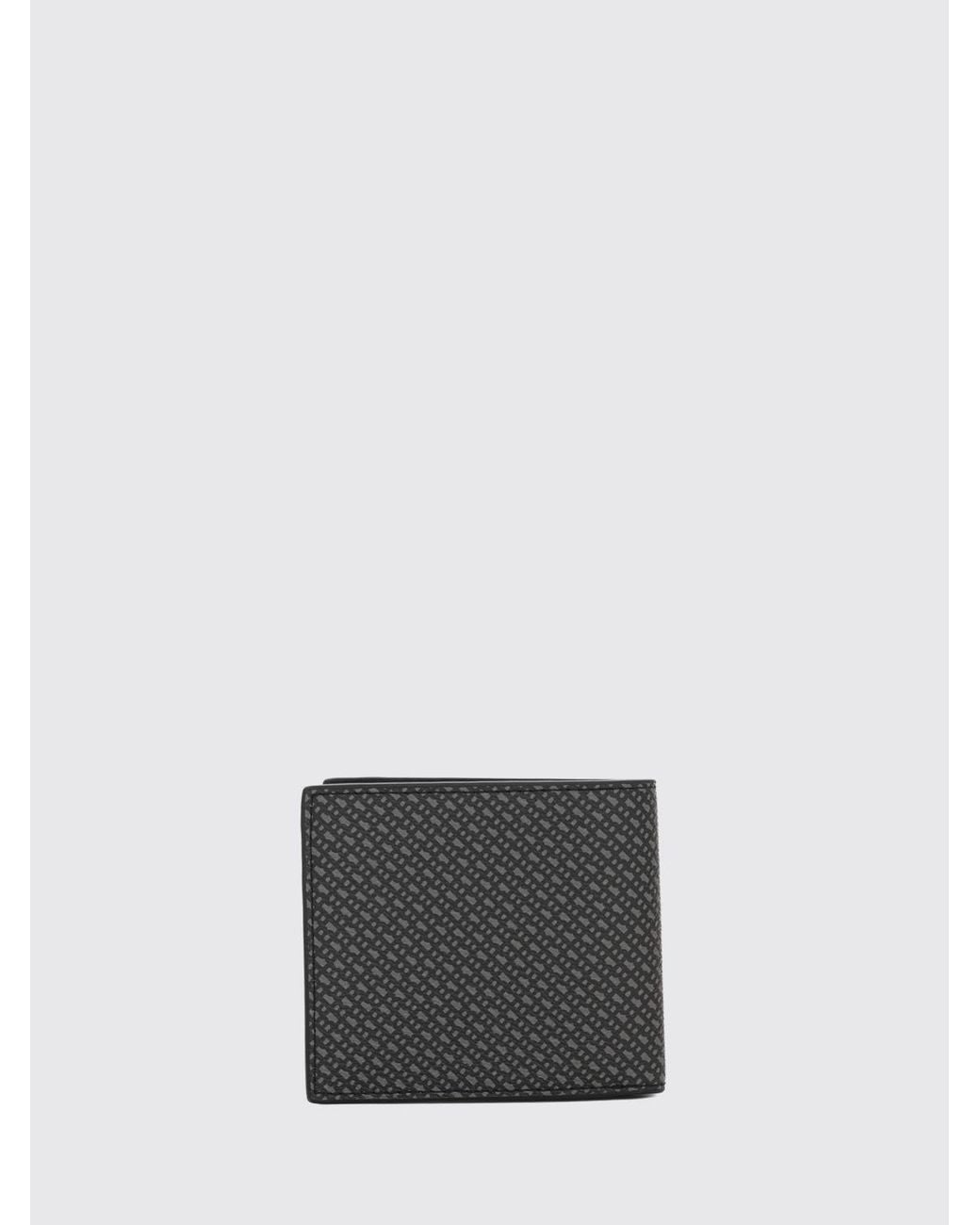 Boss White Bifold Synthetic Leather Wallet With Monogram Pattern And Coin Pocket for men