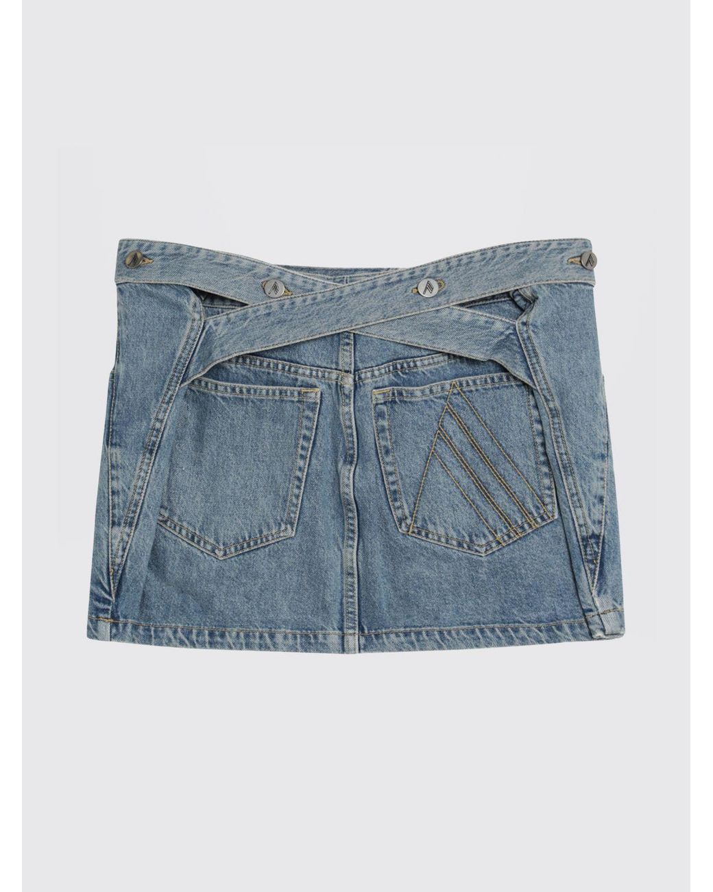 The Attico Blue Cotton Denim Mini Skirt