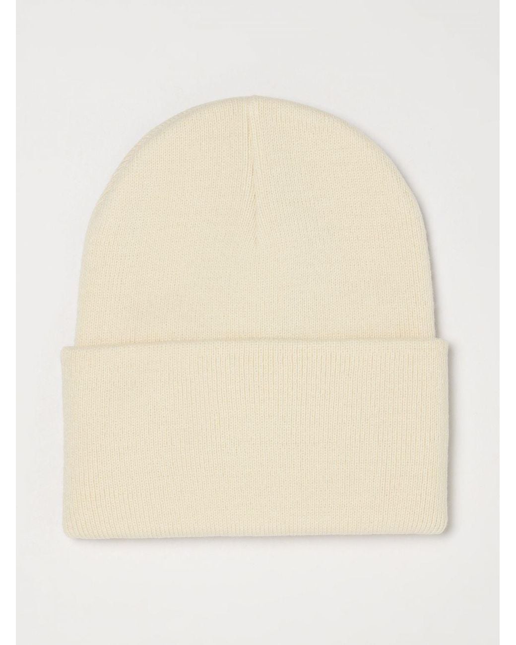 Carhartt Natural Acrylic Beanie Hat With Embroidered Logo And Turn-Up for men