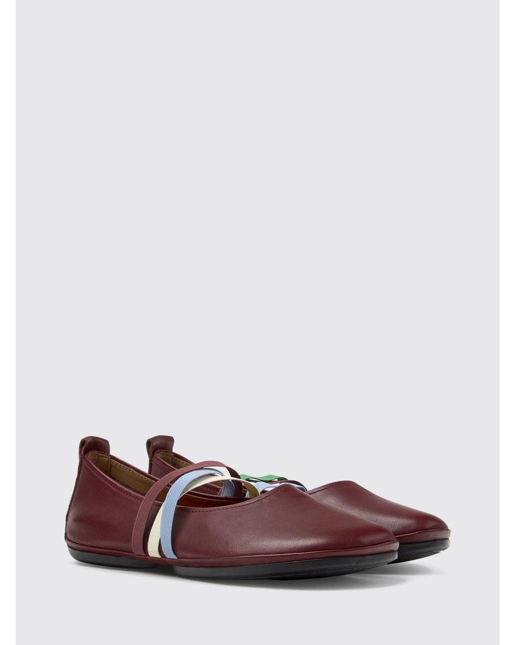 Camper Purple Twins Multicolour Striped Leather Mary Jane Flats With Elastic Laces