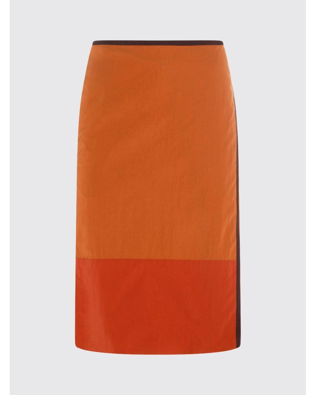 Saint Laurent Orange Polyamide Midi Skirt