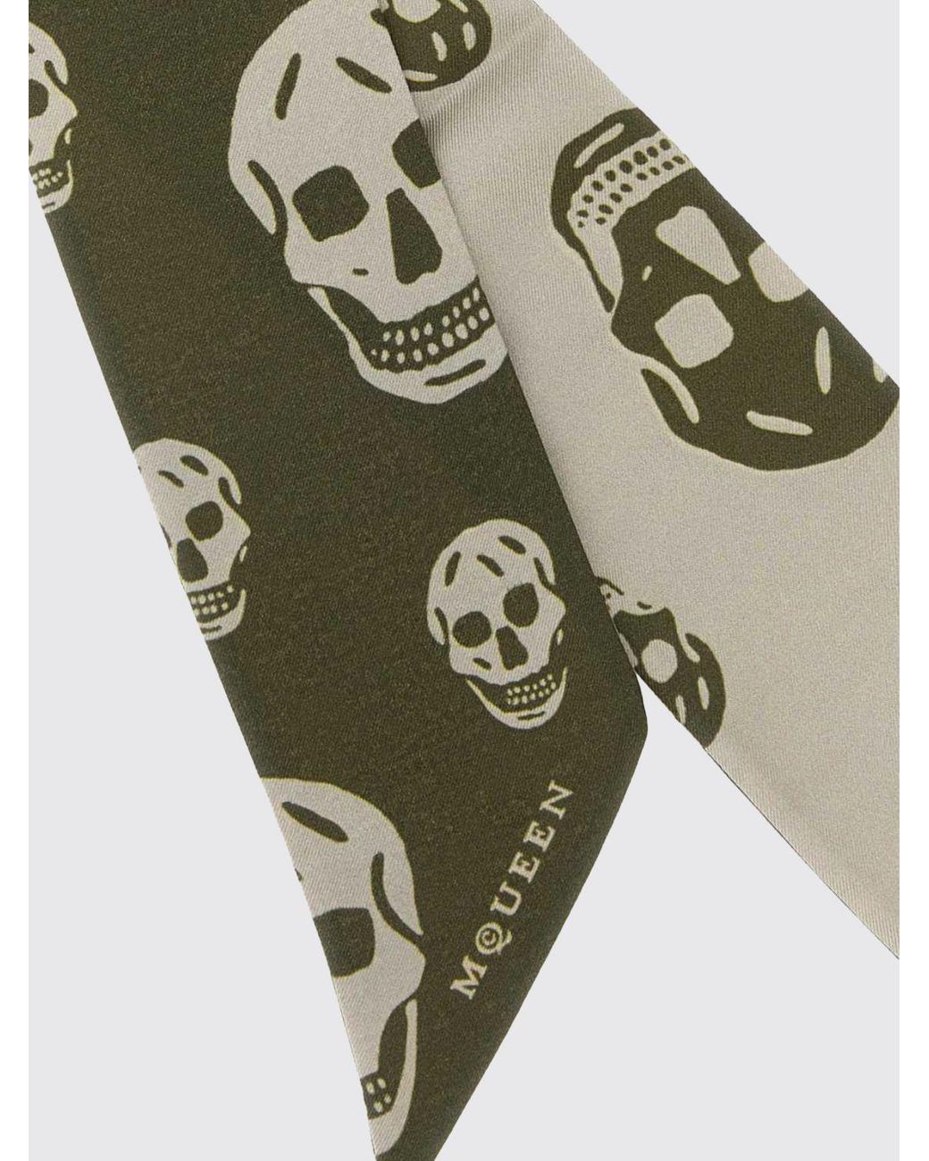 McQueen Metallic Skull Print Pure Silk Bandeau