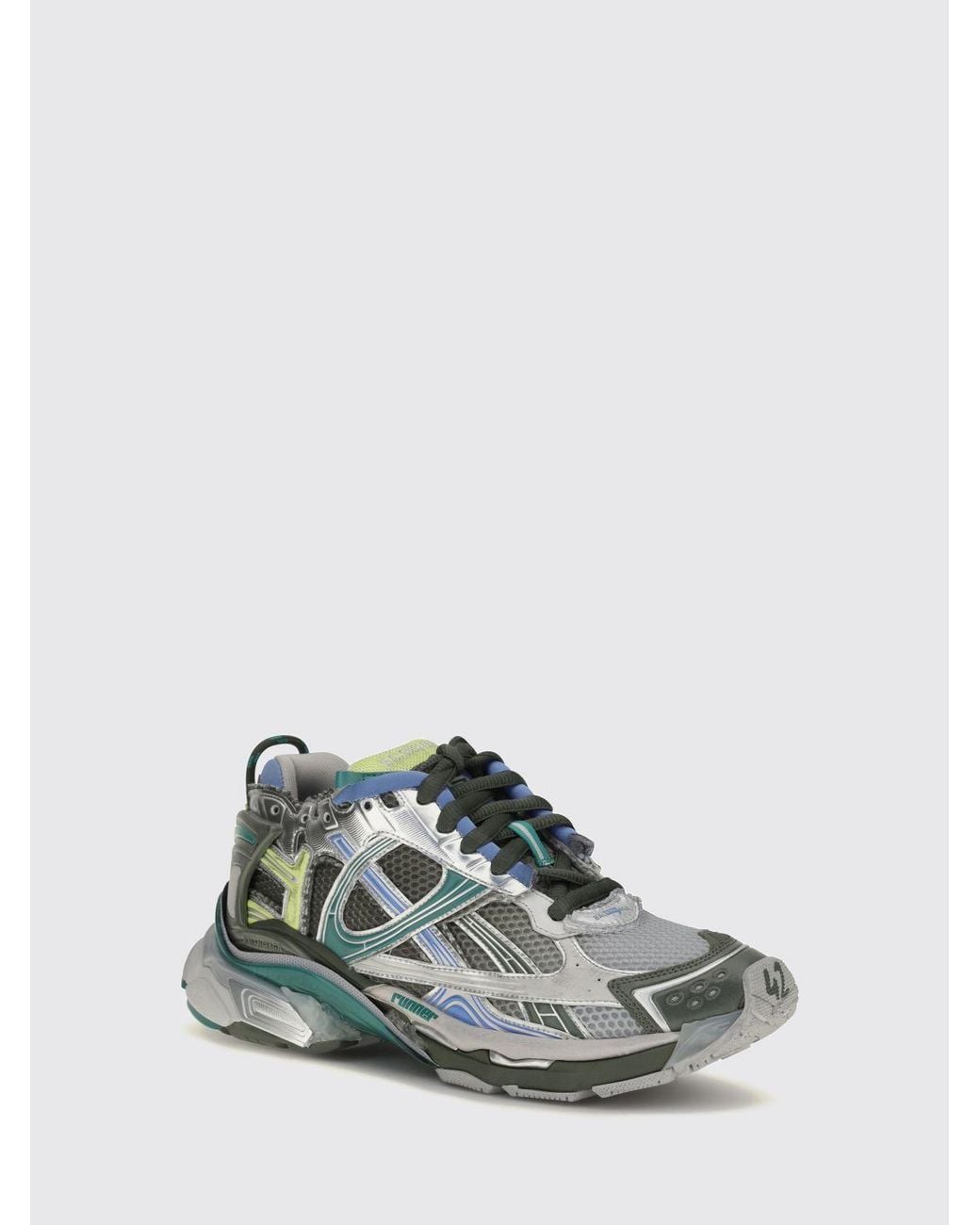 Balenciaga Gray Low-Top Mesh Sneakers With Lettering Logo And Rubber Sole for men