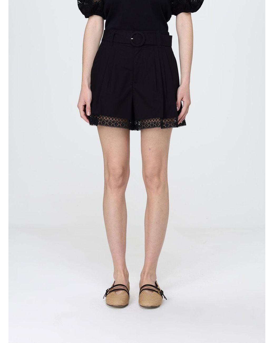 Twinset Black Cotton Shorts With Belt