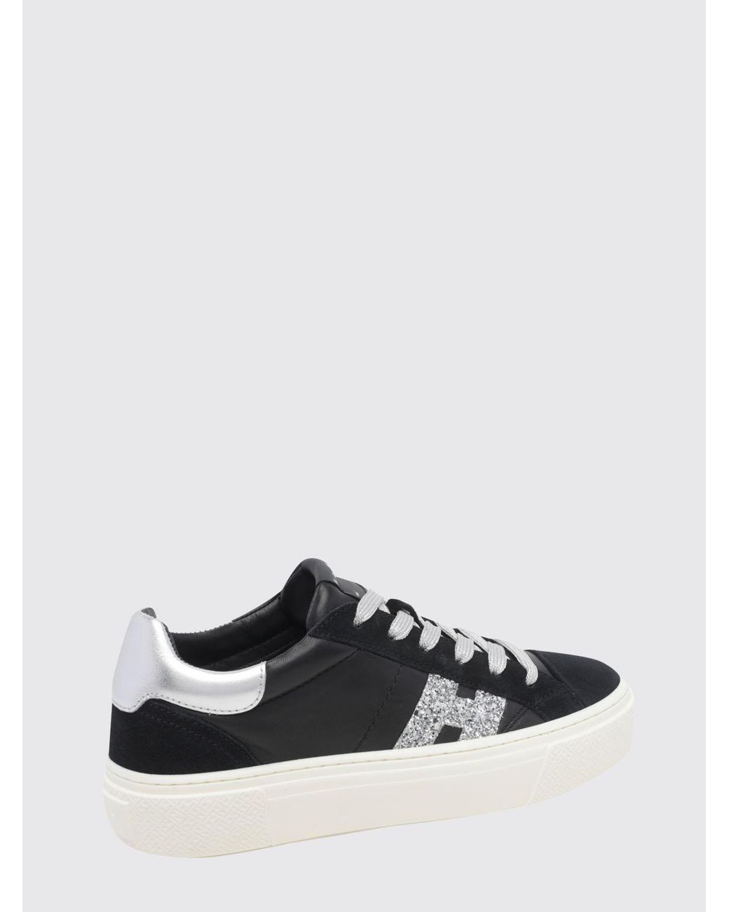 Hogan White Crosswind Nappa And Suede Leather Sneakers With Glitter Logo And Platform Sole