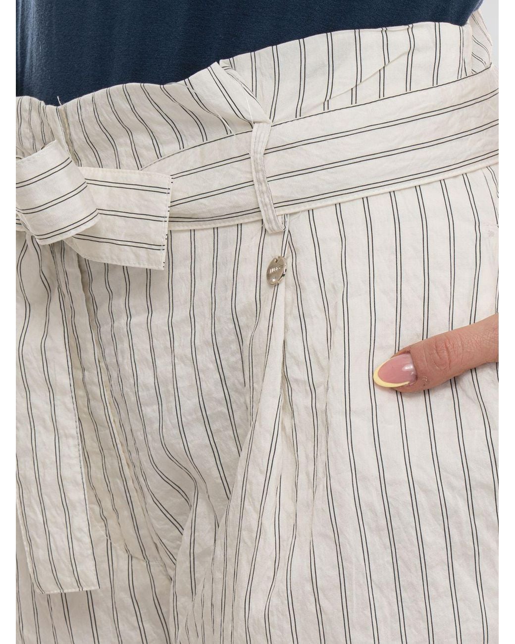 Liu Jo Natural Striped Viscose Shorts