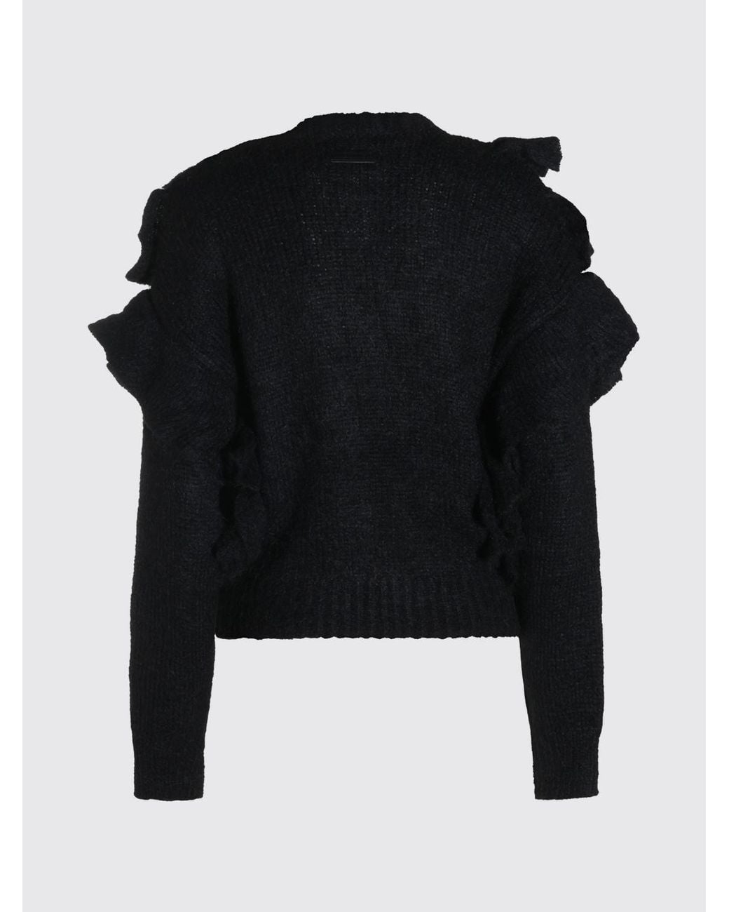 Elisabetta Franchi Black Ruffle-Detail Mohair Blend Crew Neck Jumper