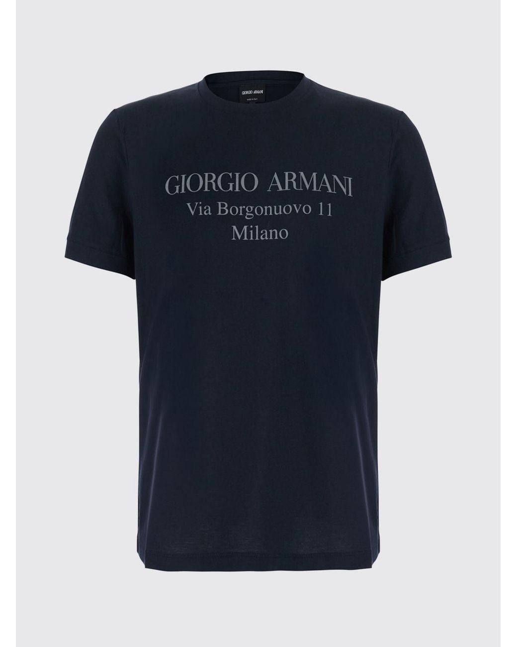 Giorgio Armani Blue Short-Sleeved Cotton T-Shirt With Contrasting Logo for men