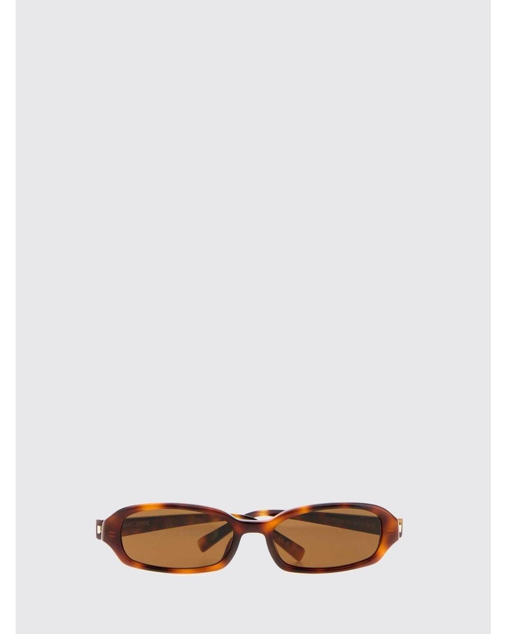 Saint Laurent White Tortoiseshell Print Acetate Cat-Eye Sunglasses