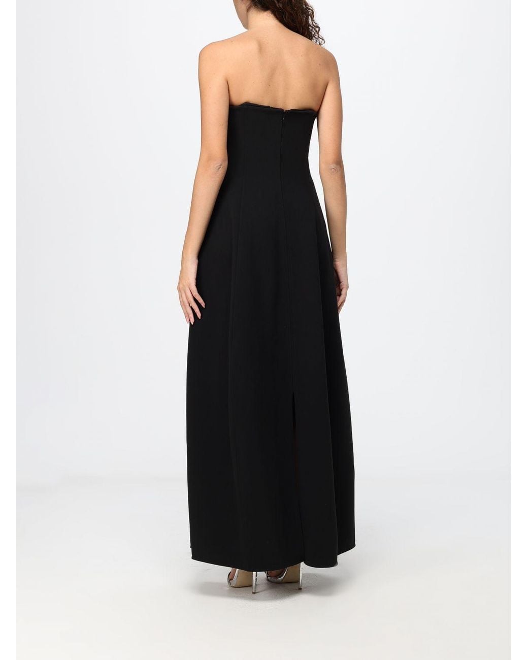 Totême Black Off-The-Shoulder Crêpe Evening Gown