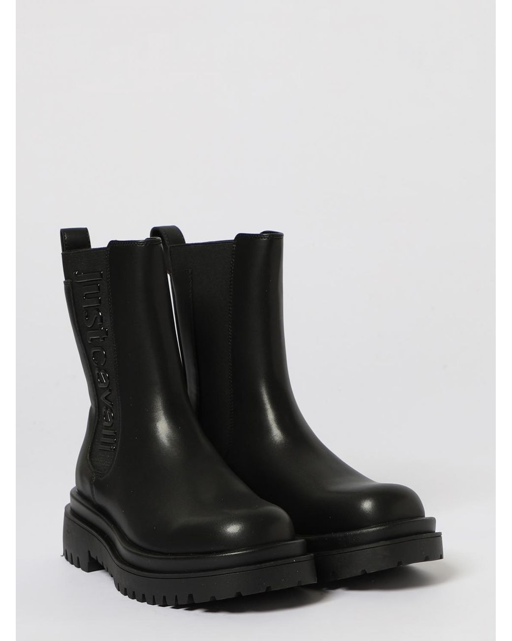 Just Cavalli Black Flat Ankle Boots