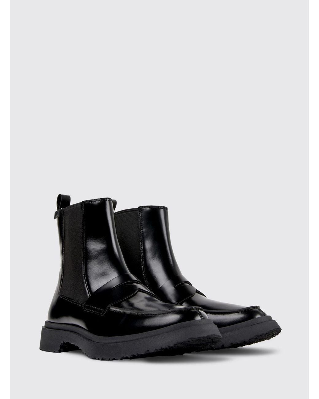 Camper Black Walden Brushed Leather Ankle Boots for men