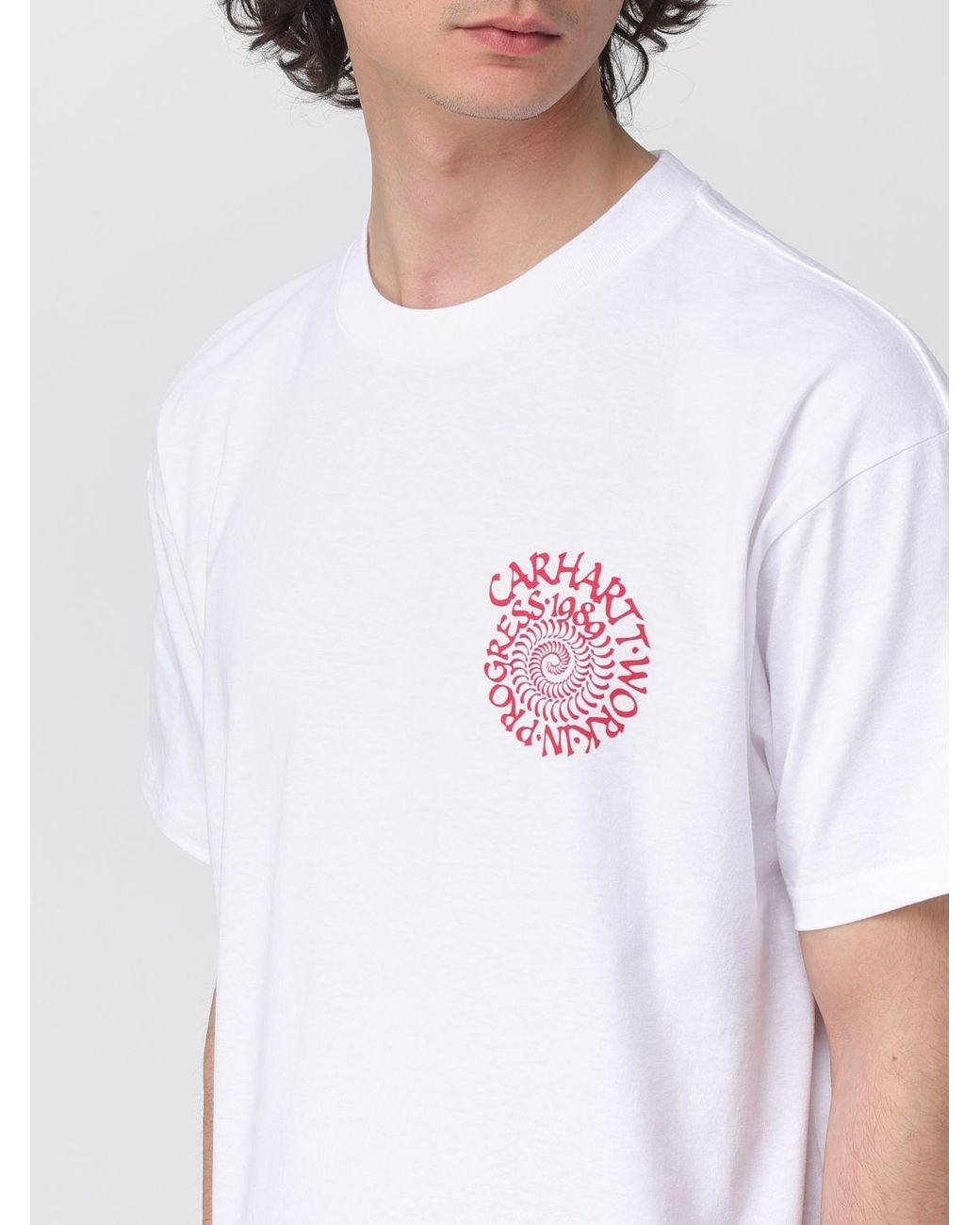 Carhartt White Cotton T-Shirt With Logo for men