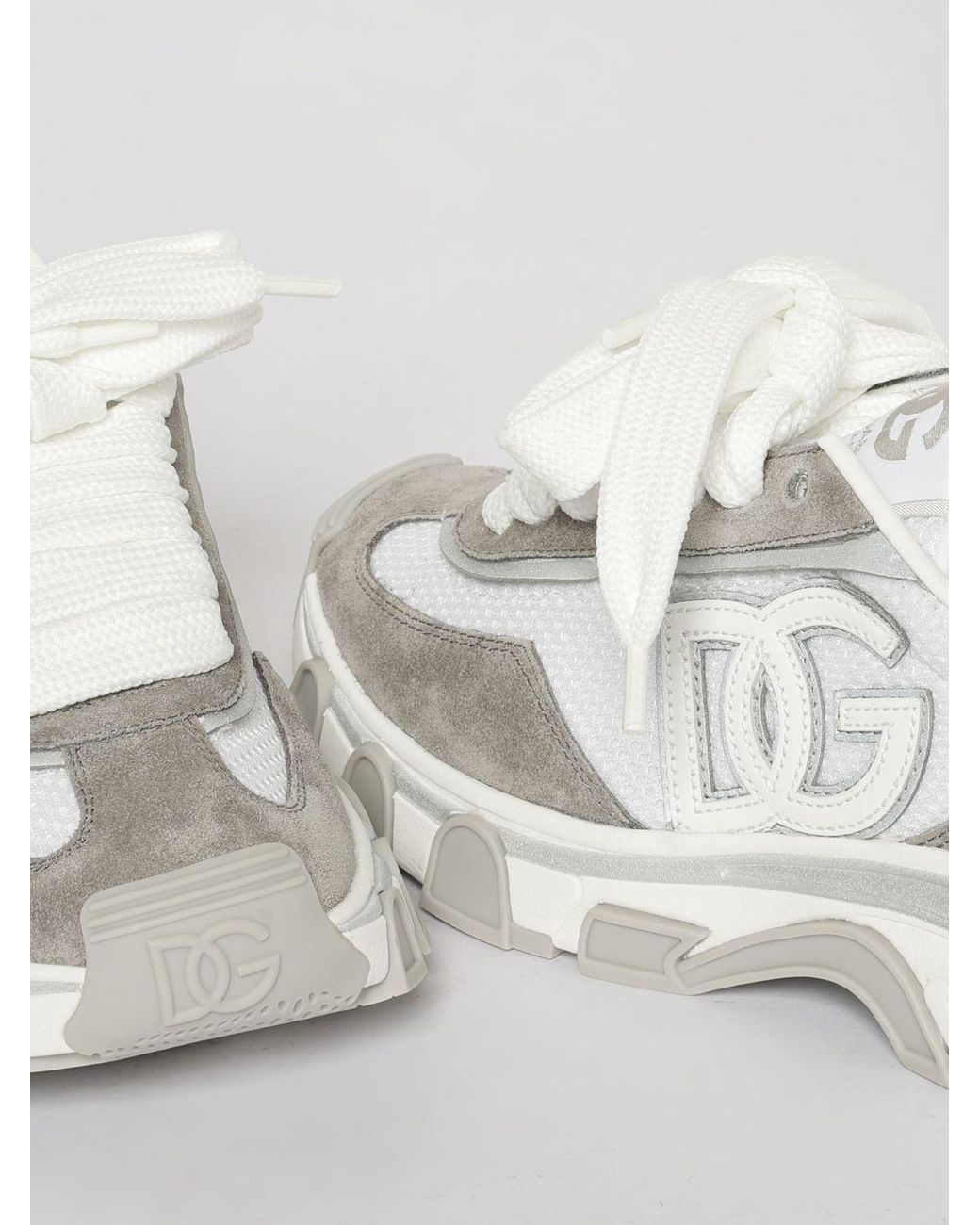 Dolce & Gabbana White Dolce &Amp Gabbana Dg Country Road Suede And Mesh Sneakers