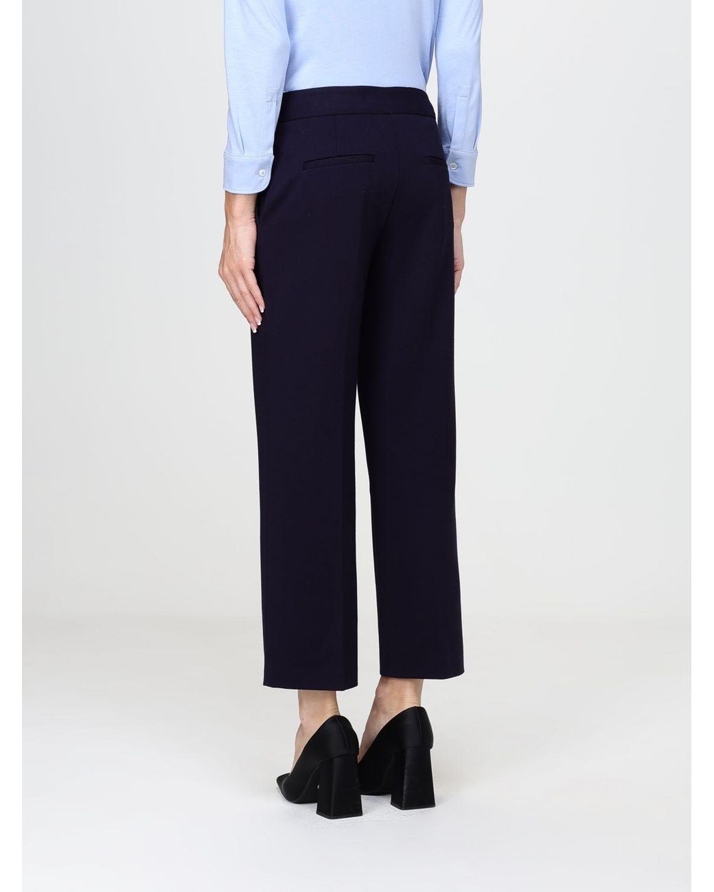 Liviana Conti Blue Jeremy Wide-Leg Crêpe Cropped Trousers