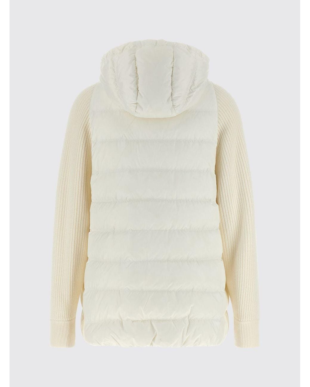 Brunello Cucinelli White Short Quilted Nylon Hooded Puffer Jacket With Zip Closure