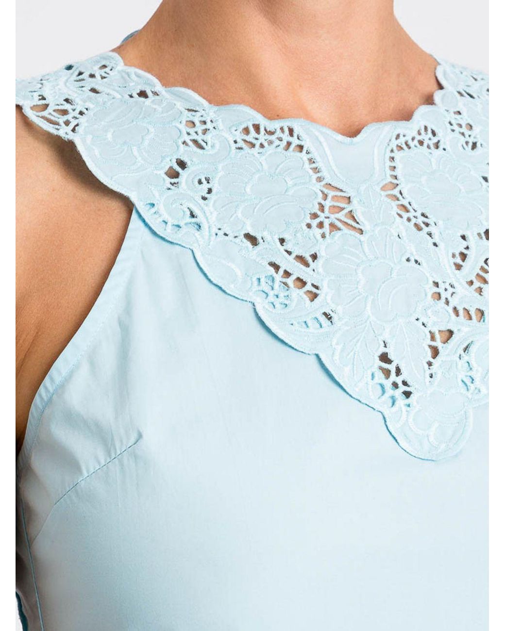 Twinset Blue Cotton Midi Dress