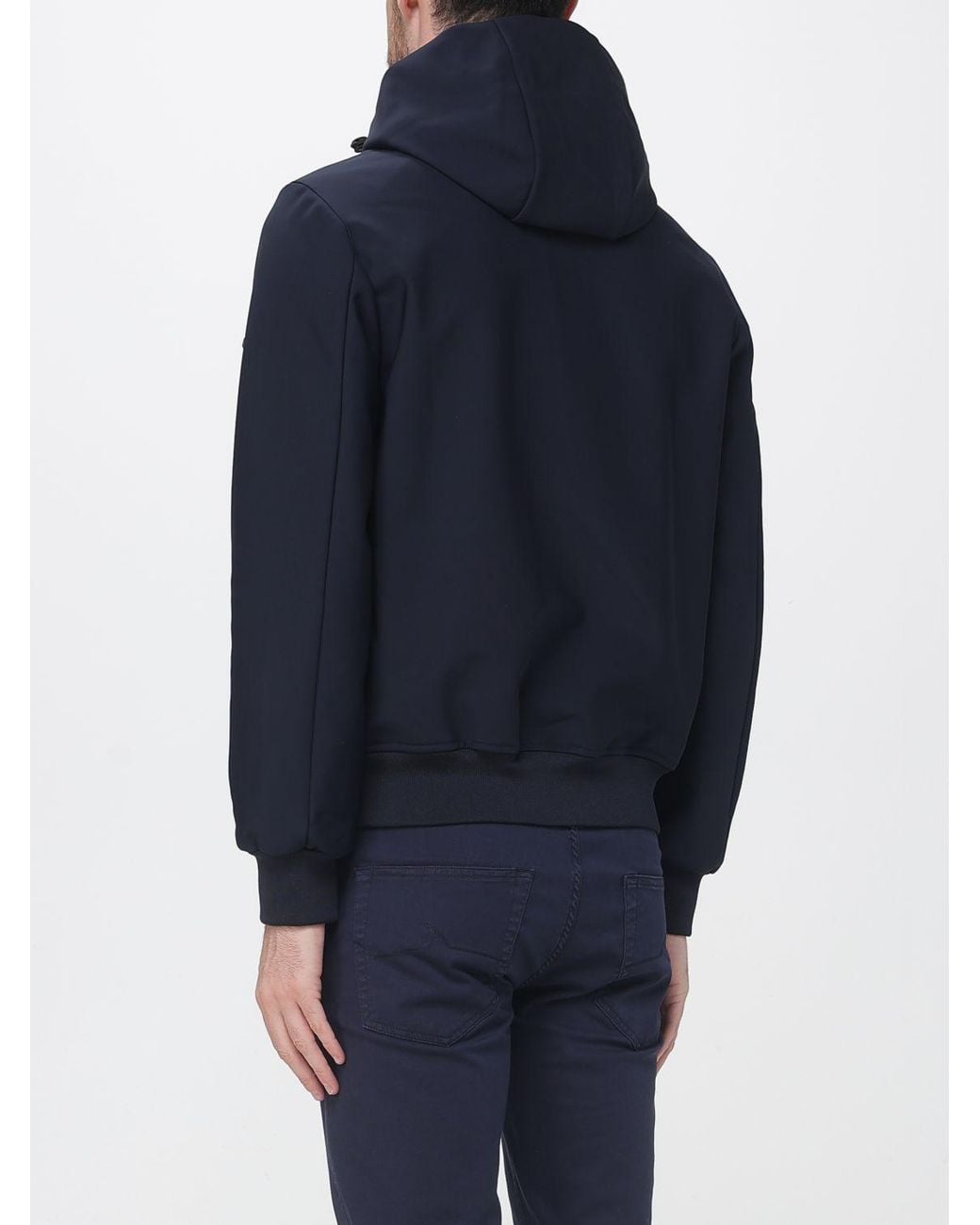 Heskimo Blue Nylon Hooded Windbreaker Jacket With Zip Closure for men